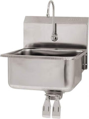 SANI-LAV - 19" Long x 16" Wide Inside, 1 Compartment, Grade 304 Stainless Steel Hand Sink Wall Mount with Double Knee Valve - 18 Gauge, 21" Long x 20" Wide x 24" High Outside, 10" Deep - Top Tool & Supply