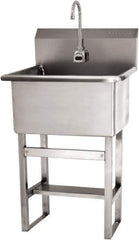 SANI-LAV - 22" Long x 16" Wide Inside, 1 Compartment, Grade 304 Stainless Steel Hand Sink Floor Mount with Electronic Faucet - 16 Gauge, 25" Long x 19-1/2" Wide x 46-1/2" High Outside, 10-1/2" Deep - Top Tool & Supply