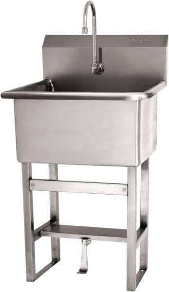 SANI-LAV - 22" Long x 16" Wide Inside, 1 Compartment, Grade 304 Stainless Steel Scrub Sink Floor Mount with Single Foot Valve - 16 Gauge, 25" Long x 19-1/2" Wide x 46-1/2" High Outside, 10-1/2" Deep - Top Tool & Supply