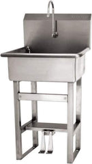 SANI-LAV - 20" Long x 17" Wide Inside, 1 Compartment, Grade 304 Stainless Steel Hand Sink Floor Mount with Double Foot Valve - 16 Gauge, 23" Long x 20-1/2" Wide x 46-1/2" High Outside, 9" Deep - Top Tool & Supply