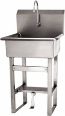 SANI-LAV - 20" Long x 17" Wide Inside, 1 Compartment, Grade 304 Stainless Steel Hand Sink Floor Mount with Single Foot Valve - 16 Gauge, 23" Long x 20-1/2" Wide x 46-1/2" High Outside, 9" Deep - Top Tool & Supply