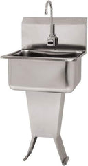 SANI-LAV - 19" Long x 16" Wide Inside, 1 Compartment, Grade 304 Stainless Steel Hand Sink Floor Mount with Single Foot Valve - 18 Gauge, 21" Long x 20" Wide x 46" High Outside, 10" Deep - Top Tool & Supply