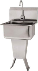 SANI-LAV - 19" Long x 16" Wide Inside, 1 Compartment, Grade 304 Stainless Steel Hand Sink Floor Mount with Electronic Faucet - 18 Gauge, 21" Long x 20" Wide x 46" High Outside, 10" Deep - Top Tool & Supply