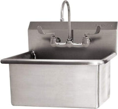 SANI-LAV - 28" Long x 16" Wide Inside, 1 Compartment, Grade 304 Stainless Steel Hand Sink Wall Mount with Manual Faucet - 16 Gauge, 31" Long x 19-1/2" Wide x 24" High Outside, 10-1/2" Deep - Top Tool & Supply