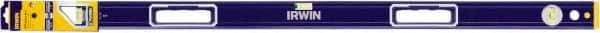 Irwin - Magnetic 48" Long 3 Vial Box Beam Level - Aluminum, Blue/Yellow, 1 Level & 2 Plumb Vials - Top Tool & Supply