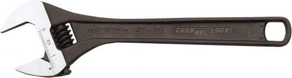 Channellock - 1-3/8" Jaw Capacity, 10" Standard Adjustable Wrench - Steel, Black Finish, 10" OAL - Top Tool & Supply