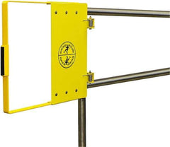 FabEnCo - Powder Coated Carbon Steel Self Closing Rail Safety Gate - Fits 36 to 42" Clear Opening, 1-1/2" Wide x 22" Door Height, 31 Lb, Yellow - Top Tool & Supply