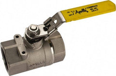 Apollo - 1-1/2" Pipe, Standard Port, Stainless Steel Standard Ball Valve - 2 Piece, NPT Ends, Locking Lever Handle, 600 WOG, 150 WSP - Top Tool & Supply