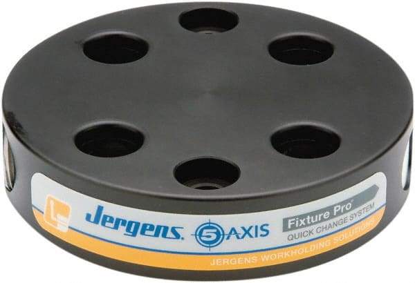 Jergens - Round Aluminum CNC Clamping Pallet - 130mm Diam x 30mm Thick - Top Tool & Supply