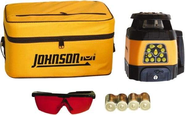 Johnson Level & Tool - 1,500' (Exterior) Measuring Range, 1/8" at 100' Accuracy, Self-Leveling Rotary Laser - 200, 500 RPM, 2 Beams, C Battery Included - Top Tool & Supply