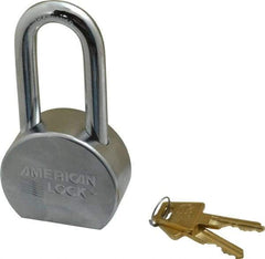 American Lock - 2" Shackle Clearance, Keyed Different A701 Padlock - 7/16" Shackle Diam, Steel, with Satin Chrome, Triple Plated Finish - Top Tool & Supply