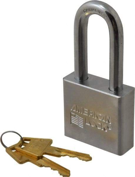 American Lock - 2" Shackle Clearance, Keyed Different A5261 Padlock - 3/8" Shackle Diam, Steel, with Solid Steel Finish - Top Tool & Supply