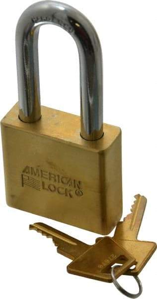 American Lock - 2" Shackle Clearance, Keyed Alike A5571 Padlock - 3/8" Shackle Diam, Steel & Brass, with Solid Extruded Brass Finish - Top Tool & Supply