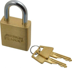 American Lock - 1-1/8" Shackle Clearance, Keyed Alike A5560 Padlock - 5/16" Shackle Diam, Steel & Brass, with Solid Extruded Brass Finish - Top Tool & Supply