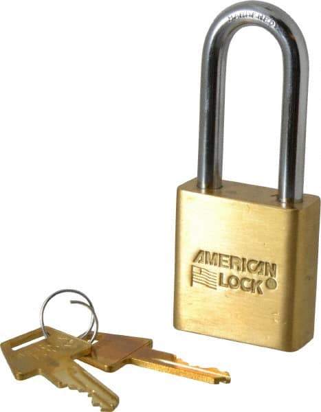 American Lock - 2" Shackle Clearance, Keyed Alike A5561 Padlock - 5/16" Shackle Diam, Steel & Brass, with Solid Extruded Brass Finish - Top Tool & Supply