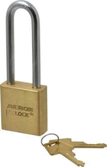 American Lock - 3" Shackle Clearance, Keyed Different A5562 Padlock - 5/16" Shackle Diam, Steel & Brass, with Solid Extruded Brass Finish - Top Tool & Supply