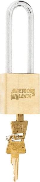 American Lock - 3" Shackle Clearance, Keyed Alike A5562 Padlock - 5/16" Shackle Diam, Steel & Brass, with Solid Extruded Brass Finish - Top Tool & Supply