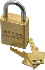 American Lock - 1" Shackle Clearance, Keyed Different A5530 Padlock - 1/4" Shackle Diam, Steel & Brass, with Solid Extruded Brass Finish - Top Tool & Supply