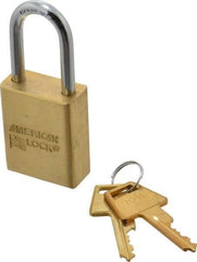 American Lock - 1-1/2" Shackle Clearance, Keyed Different A5531 Padlock - 1/4" Shackle Diam, Steel & Brass, with Solid Extruded Brass Finish - Top Tool & Supply