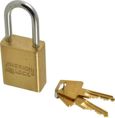 American Lock - 1-1/2" Shackle Clearance, Keyed Alike A5531 Padlock - 1/4" Shackle Diam, Steel & Brass, with Solid Extruded Brass Finish - Top Tool & Supply