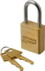 American Lock - 1-1/2" Shackle Clearance, Keyed Alike A5531 Padlock - 1/4" Shackle Diam, Steel & Brass, with Solid Extruded Brass Finish - Top Tool & Supply