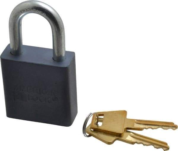 American Lock - 1-1/8" Shackle Clearance, Keyed Different A10 Padlock - 5/16" Shackle Diam, Aluminum, with Solid Aluminum Finish - Top Tool & Supply