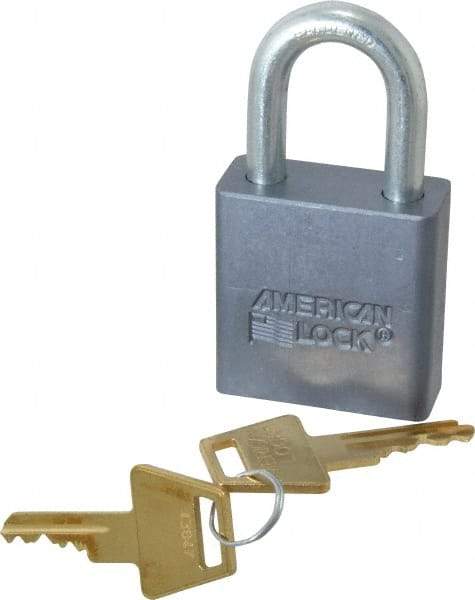 American Lock - 1-1/16" Shackle Clearance, Keyed Alike A10 Padlock - 5/16" Shackle Diam, Aluminum, with Solid Aluminum Finish - Top Tool & Supply