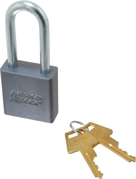 American Lock - 2" Shackle Clearance, Keyed Different A11 Padlock - 5/16" Shackle Diam, Aluminum, with Solid Aluminum Finish - Top Tool & Supply