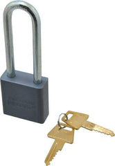 American Lock - 3" Shackle Clearance, Keyed Alike A12 Padlock - 5/16" Shackle Diam, Aluminum, with Solid Aluminum Finish - Top Tool & Supply