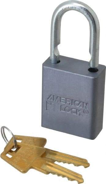 American Lock - 1" Shackle Clearance, Keyed Different A30 Padlock - 1/4" Shackle Diam, Aluminum, with Solid Aluminum Finish - Top Tool & Supply