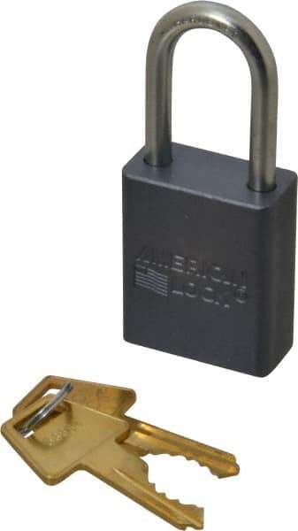 American Lock - 1-1/2" Shackle Clearance, Keyed Different A31 Padlock - 1/4" Shackle Diam, Aluminum, with Solid Aluminum Finish - Top Tool & Supply