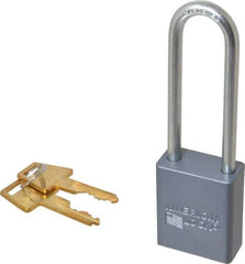 American Lock - 3" Shackle Clearance, Keyed Different A32 Padlock - 1/4" Shackle Diam, Aluminum, with Solid Aluminum Finish - Top Tool & Supply