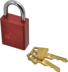 American Lock - Keyed Different Conductive Lockout Padlock - 1" Shackle Clearance, 1/4" Shackle Diam, 1.8" Body Height x 1-1/2" Body Width, Red, 5 Pins - Top Tool & Supply