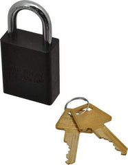 American Lock - Keyed Different Conductive Lockout Padlock - 1" Shackle Clearance, 1/4" Shackle Diam, 1.8" Body Height x 1-1/2" Body Width, Black, 5 Pins - Top Tool & Supply