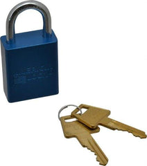 American Lock - Keyed Different Conductive Lockout Padlock - 1" Shackle Clearance, 1/4" Shackle Diam, 1.8" Body Height x 1-1/2" Body Width, Blue, 5 Pins - Top Tool & Supply