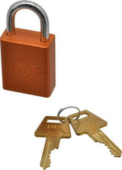 American Lock - Keyed Different Conductive Lockout Padlock - 1" Shackle Clearance, 1/4" Shackle Diam, 1.8" Body Height x 1-1/2" Body Width, Orange, 5 Pins - Top Tool & Supply