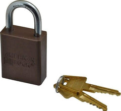 American Lock - Keyed Alike Conductive Lockout Padlock - 1" Shackle Clearance, 1/4" Shackle Diam, 1.8" Body Height x 1-1/2" Body Width, Brown, 5 Pins - Top Tool & Supply