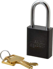 American Lock - Keyed Alike Conductive Lockout Padlock - 1-1/2" Shackle Clearance, 1/4" Shackle Diam, 1.8" Body Height x 1-1/2" Body Width, Black, 5 Pins - Top Tool & Supply