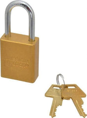 American Lock - Keyed Different Conductive Lockout Padlock - 1-1/2" Shackle Clearance, 1/4" Shackle Diam, 1.8" Body Height x 1-1/2" Body Width, Yellow, 5 Pins - Top Tool & Supply