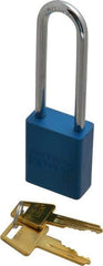 American Lock - Keyed Alike Conductive Lockout Padlock - 3" Shackle Clearance, 1/4" Shackle Diam, 1.8" Body Height x 1-1/2" Body Width, Blue, 5 Pins - Top Tool & Supply