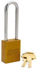 American Lock - Keyed Different Conductive Lockout Padlock - 3" Shackle Clearance, 1/4" Shackle Diam, 1.8" Body Height x 1-1/2" Body Width, Yellow, 5 Pins - Top Tool & Supply