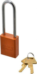 American Lock - Keyed Different Conductive Lockout Padlock - 3" Shackle Clearance, 1/4" Shackle Diam, 1.8" Body Height x 1-1/2" Body Width, Orange, 5 Pins - Top Tool & Supply