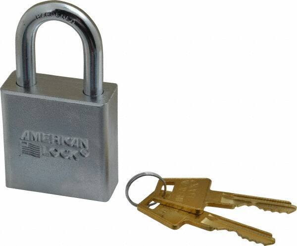 American Lock - 1-1/8" Shackle Clearance, Keyed Different A6200 Padlock - 5/16" Shackle Diam, Steel, with Solid Steel Finish - Top Tool & Supply