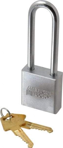 American Lock - 3" Shackle Clearance, Keyed Alike A6202 Padlock - 5/16" Shackle Diam, Steel, with Solid Steel Finish - Top Tool & Supply