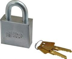 American Lock - 1-1/8" Shackle Clearance, Keyed Different A50 Padlock - 3/8" Shackle Diam, Steel, with Solid Steel Finish - Top Tool & Supply