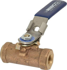 NIBCO - 1/4" Pipe, Reduced Port, Bronze Standard Ball Valve - 1 Piece, Inline - One Way Flow, FNPT x FNPT Ends, Locking Lever Handle, 600 WOG - Top Tool & Supply