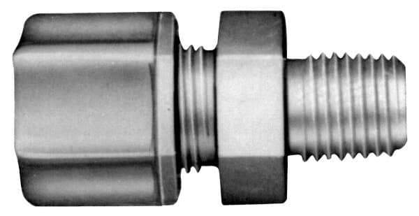 Made in USA - 5/16" Tube OD, Kynar Plastic Compression Tube Male Connector - 1/8 NPT Pipe, 275°F Max, Plastic Grip - Top Tool & Supply