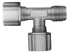 Made in USA - 1/4" Tube OD, Kynar Plastic Compression Tube Male Run Tee - 1/4 NPT Pipe, 275°F Max, Plastic Grip - Top Tool & Supply