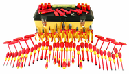 80 Piece - Insulated Tool Set with Pliers; Cutters; Nut Drivers; Screwdrivers; T Handles; Knife; Sockets & 3/8" Drive Ratchet w/Extension; Adjustable Wrench; Ruler - Top Tool & Supply