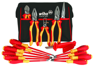 13 Piece - Insulated Tool Set with Pliers; Cutters; Xeno; Square; Slotted & Phillips Screwdrivers in Tool Box - Top Tool & Supply